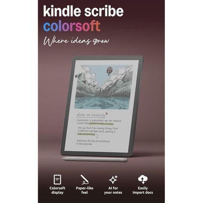 Amazon Kindle Scribe Colorsoft 32GB con pantalla de color tipo papel, luz frontal, fino, ligero, poderoso. Incluye lápiz premium
