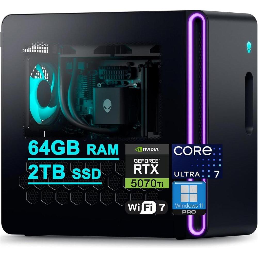 Dell Alienware Aurora ACT1250 Gaming Desktop Intel 20-core Ultra 7 265F 64GB RAM 2TB SSD GeForce RTX 5070 Ti AI Win11Pro