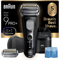 Afeitadora eléctrica Braun Series 9 PRO+ con Pro SensoAdapt, centro SmartCare 6 en 1 para uso húmedo y seco, color negro