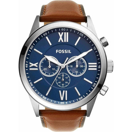 Flynn Cronógrafo: Reloj de Cuero Marrón de Fossil, Elegante y Resistente al Agua, Ideal para Hombres