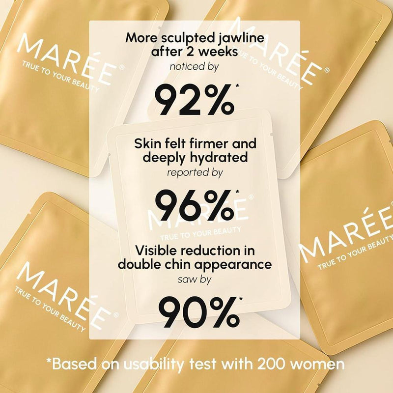 Máscara de elevación MAREE V Line con oro de 24k, colágeno profundo para mujeres, reafirma cuello y mandíbula con retinol y ácido hialurónico