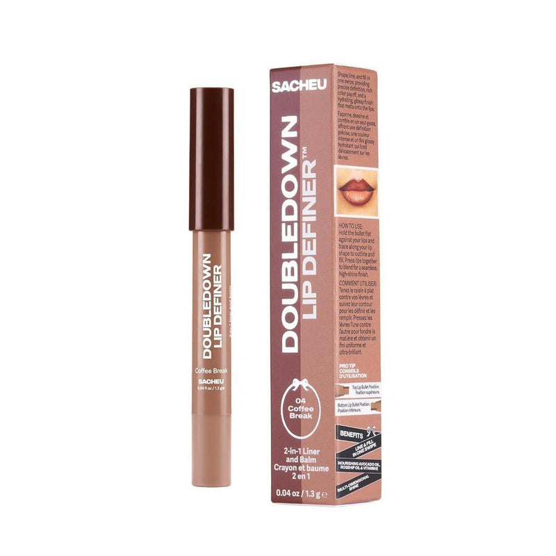 Sacheu DoubleDown Lip Definer - Labial Coreano 2 en 1 con Aceite de Aguacate y Rosa Mosqueta, Hidratante y Satinado