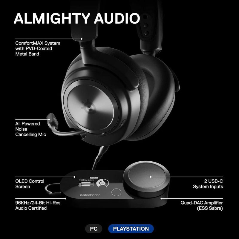 SteelSeries Arctis Nova Pro Auriculares Gaming Multi-Sistema con Audio Hi-Fi y Micrófono Retráctil para PC, PS5, PS4, Switch