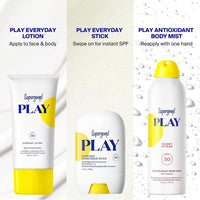 Supergoop! PLAY Everyday Lotion SPF 50 para cuerpo y rostro, ideal para días activos, rápida absorción, resistente al agua