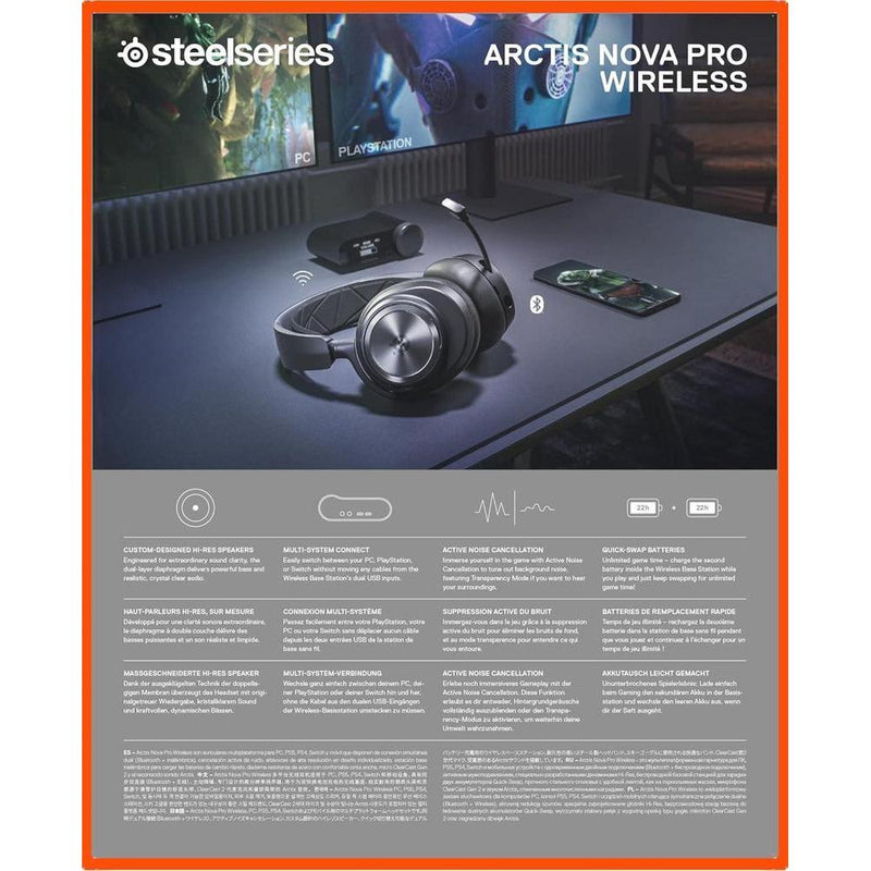 SteelSeries Arctis Nova Pro Wireless - Auriculares Gaming Multisistema de Alta Fidelidad con Cancelación de Ruido
