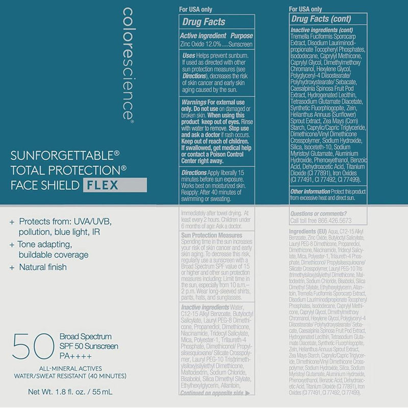 Protector Solar Facial Colorescience Flex SPF 50 Óxido Zinc 12% 53ml