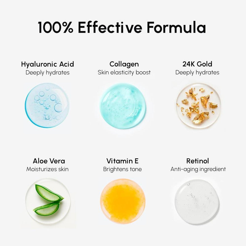 Máscara de elevación MAREE V Line con oro de 24k, colágeno profundo para mujeres, reafirma cuello y mandíbula con retinol y ácido hialurónico
