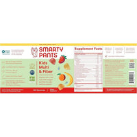 SmartyPants Gomitas multivitamínicas y de fibra para niños con vitaminas D3, C, B12, B6, A, zinc, biotina, tres sabores