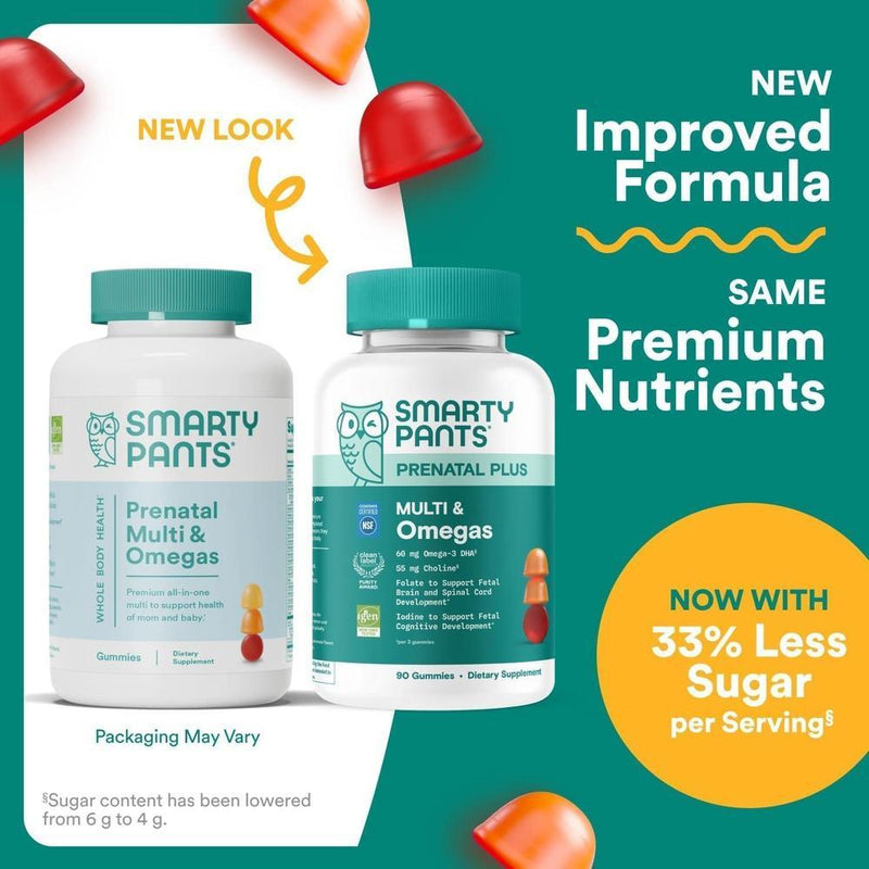 SmartyPants Gomitas prenatales multivitamínicas con Omega 3 DHA/EPA, biotina, vitaminas D3, B12, A, K y zinc