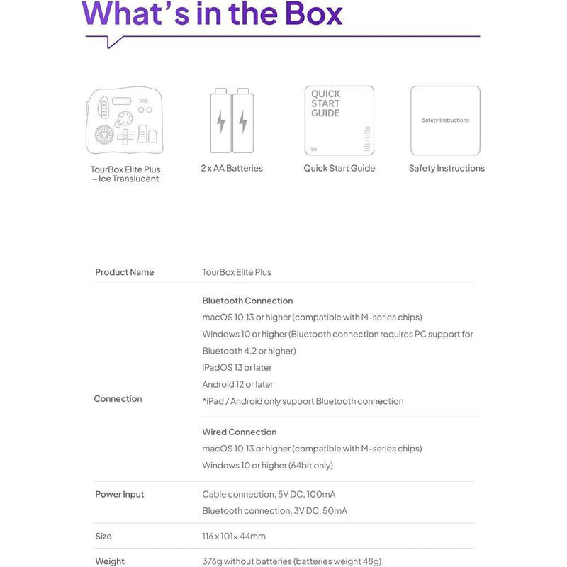 TOUR BOX Elite Plus controlador Bluetooth para dibujo y edición de video con integración para DaVinci Procreate