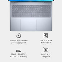 Dell Laptop 16 Plus DB16250, Pantalla 16:10 2.5K, Intel Core Ultra 9, 32GB RAM, 2TB SSD, Gráficos Intel Arc, Teclado Retroiluminado Azul