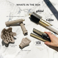 Shark Glam Ceramic: Sistema de peinado y secado con alisador y brillo de aire, ideal para cabello rizado y enrollado