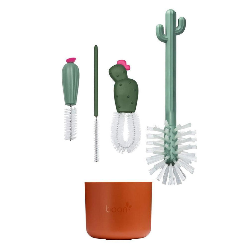 Boon - Juego De Cepillos En Forma De Cactus Para Limpiar Biberones, Color Terracota
