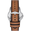 Reloj de pulsera Fossil para hombre, diseño acero inoxidable con correa de cuero marrón y resistencia al agua