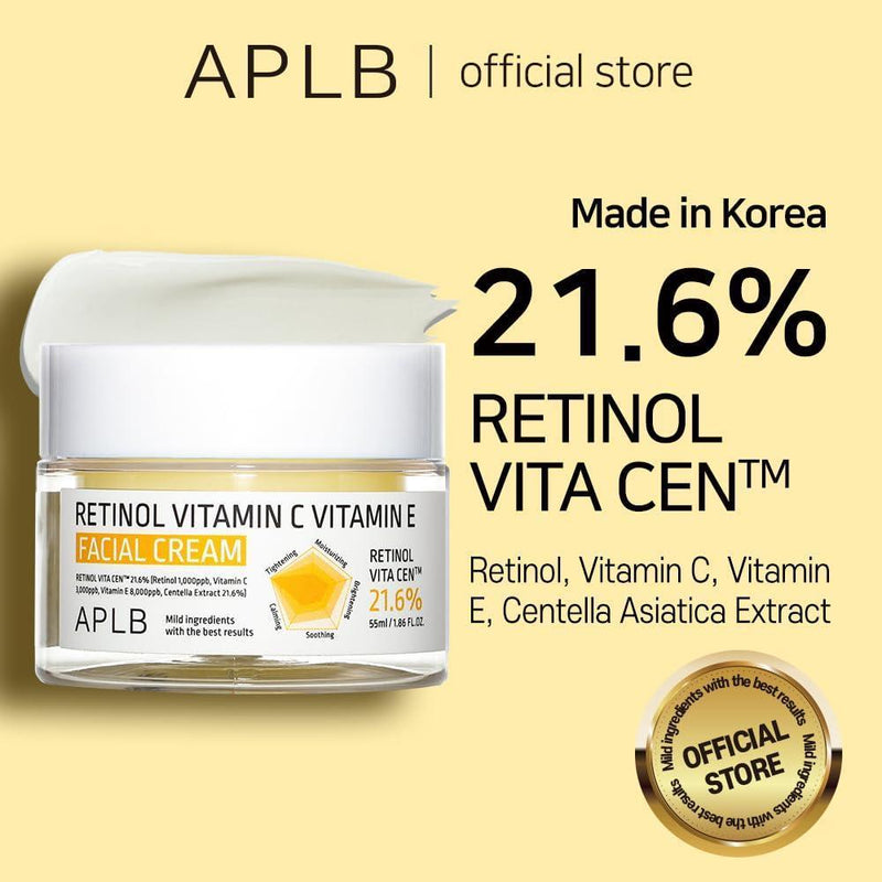 Crema Hidratante Facial APLB Con Vitamina C, E Y Retinol 55ml