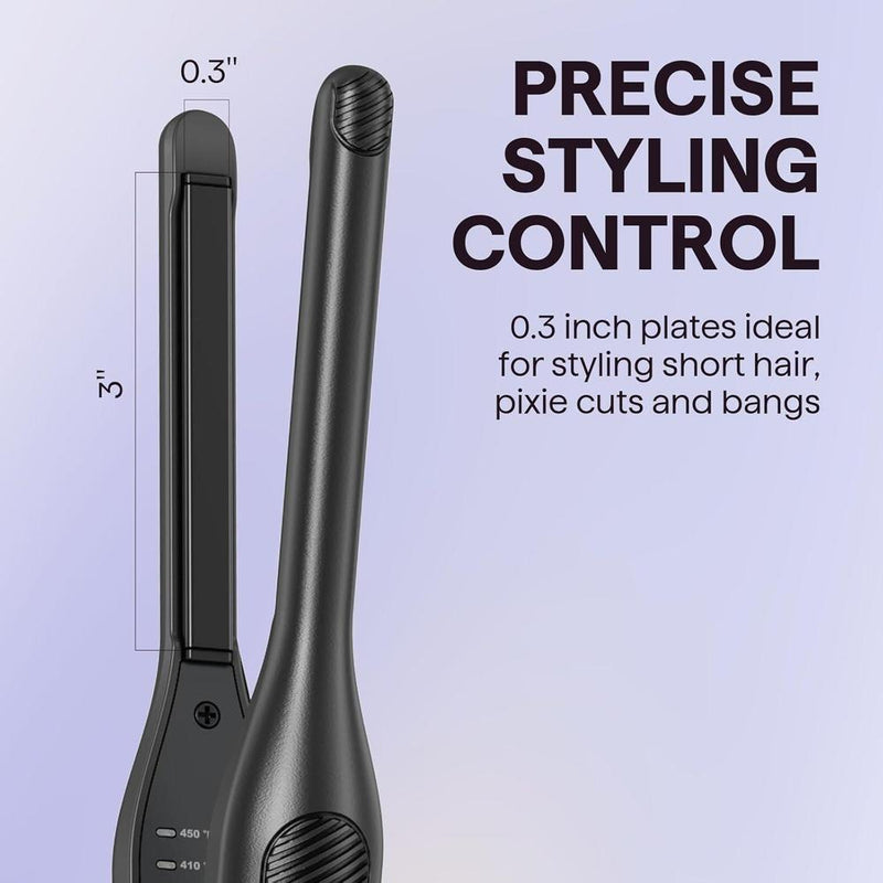 Plancha plana pequeña tipo lápiz Wavytalk para cabello corto, corte pixie y flequillo. Ideal para peinados precisos y rizos suaves