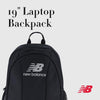 Mochila New Balance para laptop, ideal para viajes, con diseño elegante y múltiples compartimentos, color negro