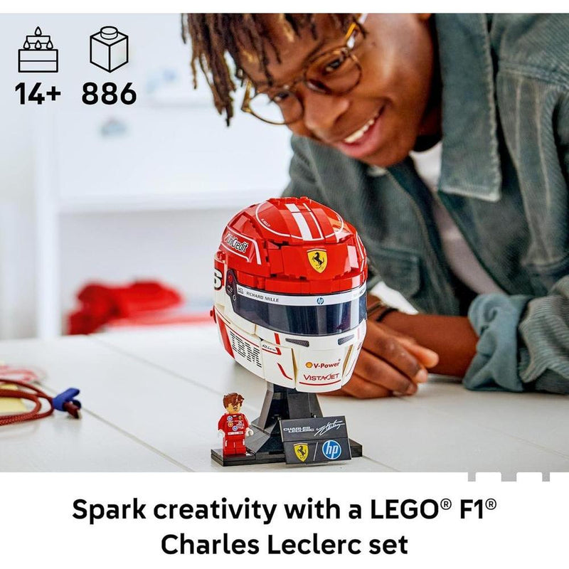 LEGO Scuderia Ferrari Charles Leclerc Casco - Juego de construcción para adolescentes y fanáticos de la F1
