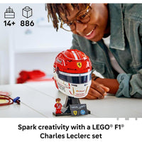 LEGO Scuderia Ferrari Charles Leclerc Casco - Juego de construcción para adolescentes y fanáticos de la F1