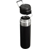 Stanley Quick Flip GO Botella de agua, tapa de botón, a prueba de fugas y plegable para viajes y deportes, acero inoxidable sin BPA, negro