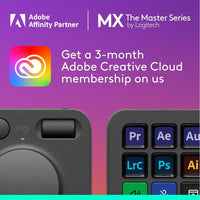 Consola Creativa Logitech MX con 9 teclas LCD personalizables, dial de control, incluye membresía Adobe Cloud 3 meses
