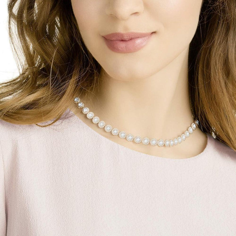 Swarovski Una Angelic All-Around Crystal Necklace Collection con Elegante Acabado en Tono Oro Rosa
