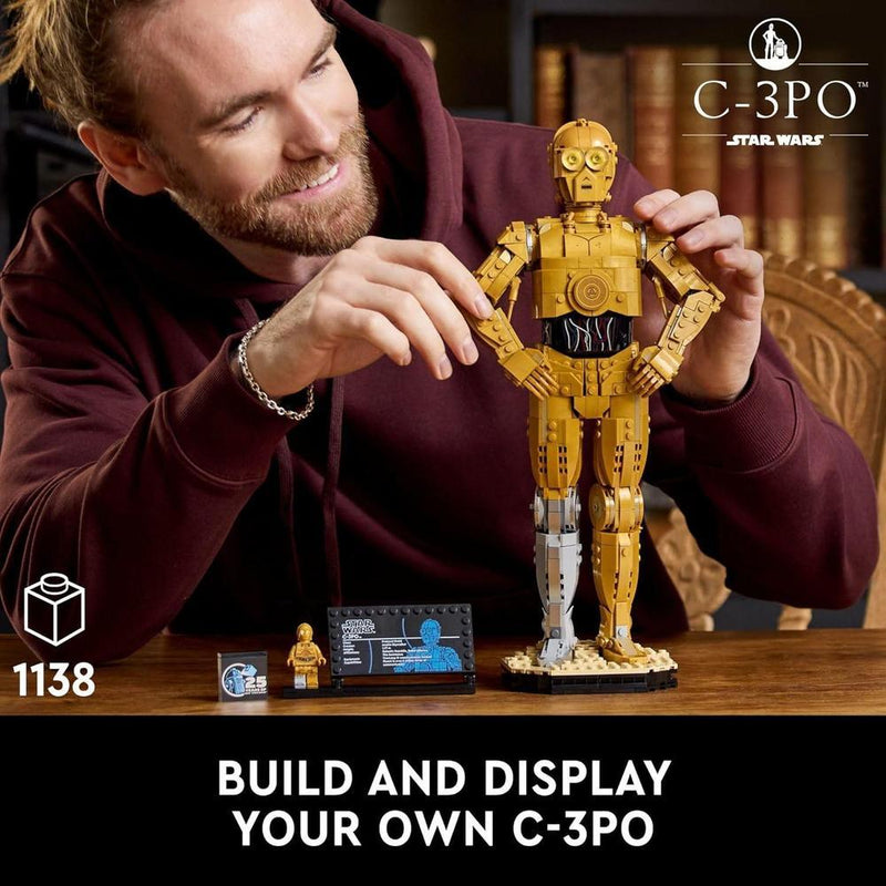 LEGO Star Wars C-3PO Figura de droide coleccionable con minifigura para decoración y regalo nostálgico