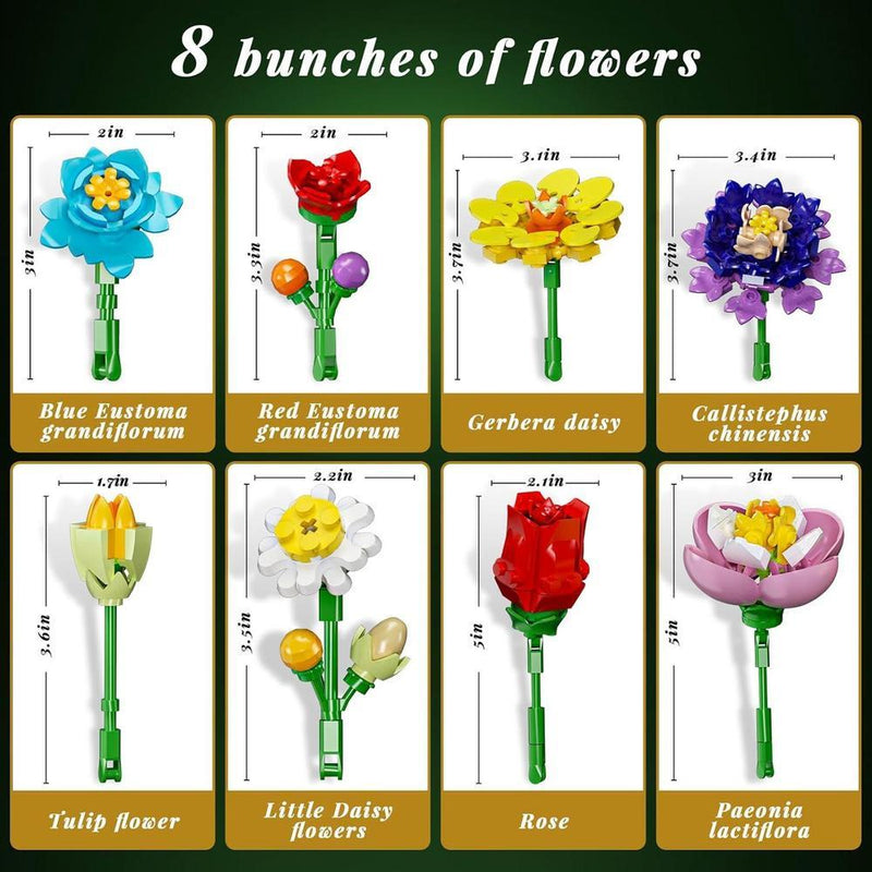 Ramo de flores con soporte, juego de construcción de flores artificiales, regalo para San Valentín