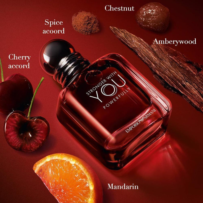 Armani Beauty - Más fuerte contigo poderosamente - Fragancia cálida y picante para hombre con castaño y cereza dulce