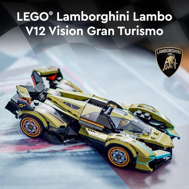 LEGO Speed Champions Lamborghini Lambo V12 Vision GT Super Car, juguete de Fórmula 1, auto de carreras para niños