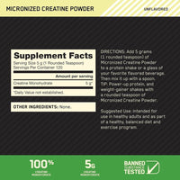 Optimum Nutrition Creatina Micronizada Monohidratada en Polvo, Sin Sabor, para Crecimiento y Energía Muscular, 120 Porciones