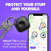 Tile Mate - Rastreador Bluetooth Life360 para llaves, objetos y teléfono, compatible con iOS y Android, color negro/blanco