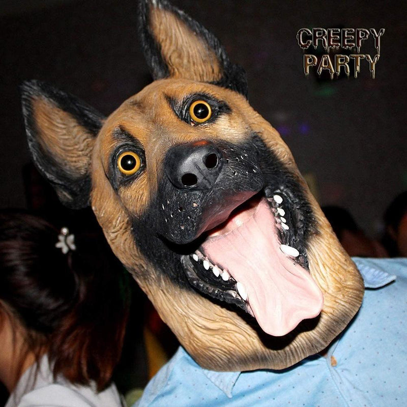 CreepyParty - Máscara de látex para cabeza de perro, ideal para Halloween y eventos festivos