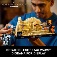 LEGO Star Wars Diorama de La Amenaza Fantasma Mos Espa Podrace para Adultos, Incluye el Podracer de Anakin Skywalker 75380