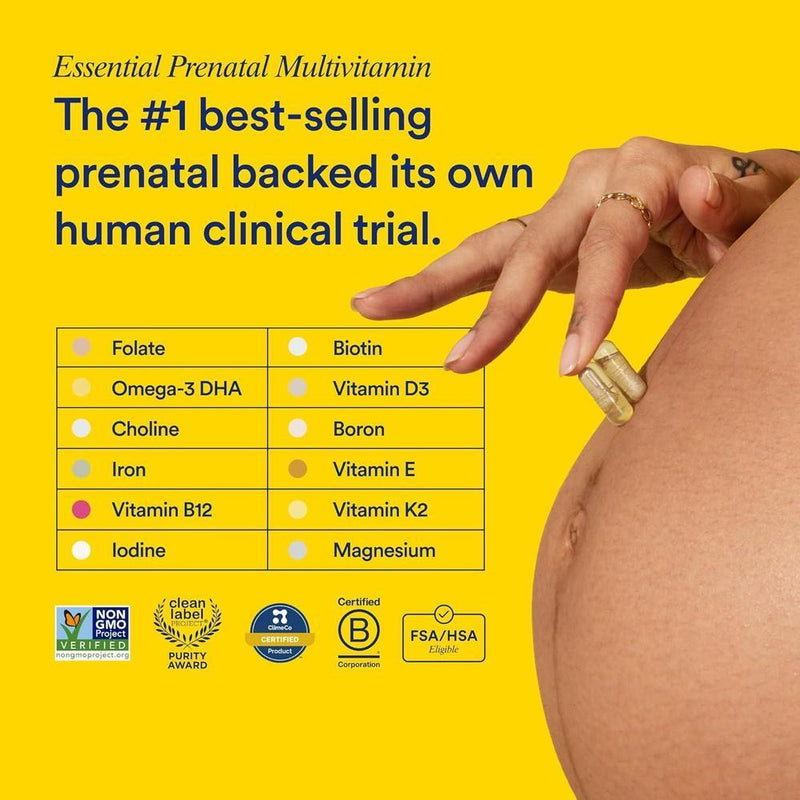 Multivitamínico Prenatal Ritual para Mujeres, con Folato, Colina y Omega-3 DHA para Soporte Fetal y Maternal, Sin OGM, Vegano