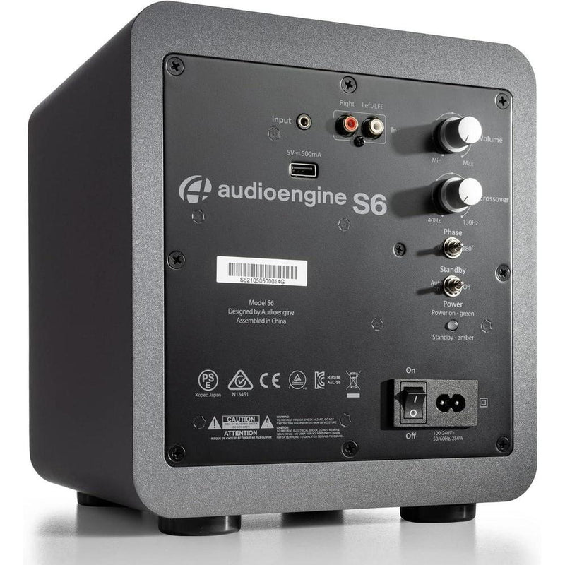 Audioengine Subwoofer S6, altavoz compacto con graves profundos y potencia de 210 W para TV y cine en casa