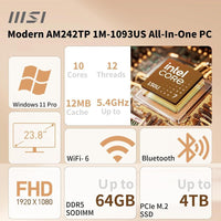 MSI Modern Business All-in-One Desktop con Intel Core 7, pantalla táctil, 32GB RAM, 1TB SSD, HDMI, Windows 11 Pro, y periféricos inalámbricos