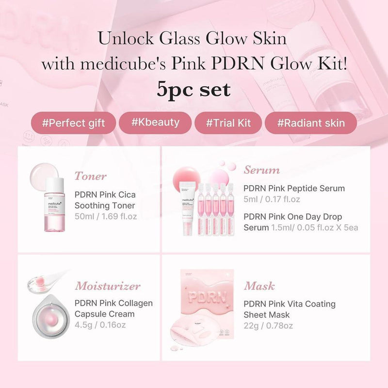 Medicube Kit de ADN de Salmón PDRN: Cuidado de la piel con tónico, suero y mascarilla para hidratar y reafirmar