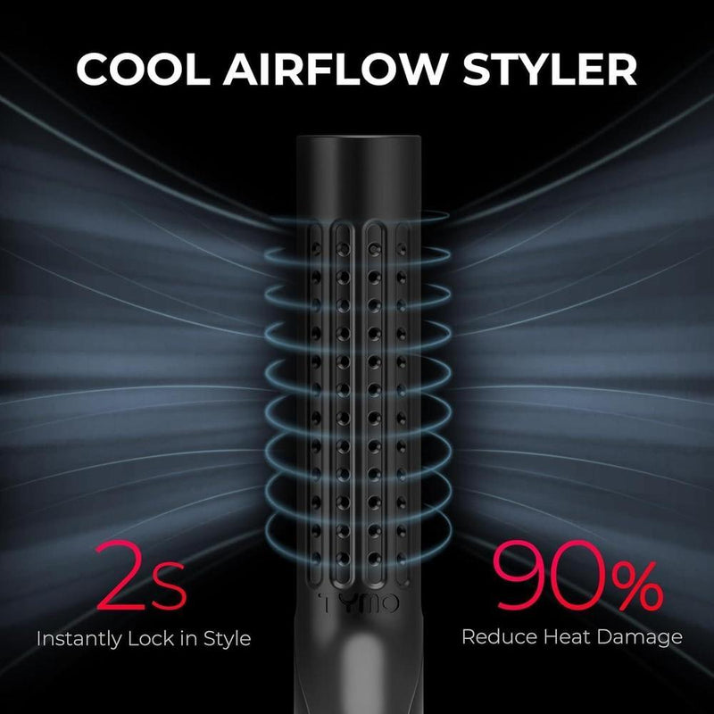 TYMO Airflow 2.0 Plancha rizadora de pelo 2 en 1 con tecnología avanzada, antienredos y 5 ajustes de temperatura, color negro