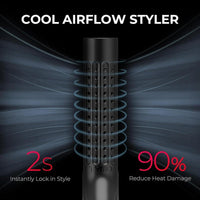 TYMO Airflow 2.0 Plancha rizadora de pelo 2 en 1 con tecnología avanzada, antienredos y 5 ajustes de temperatura, color negro