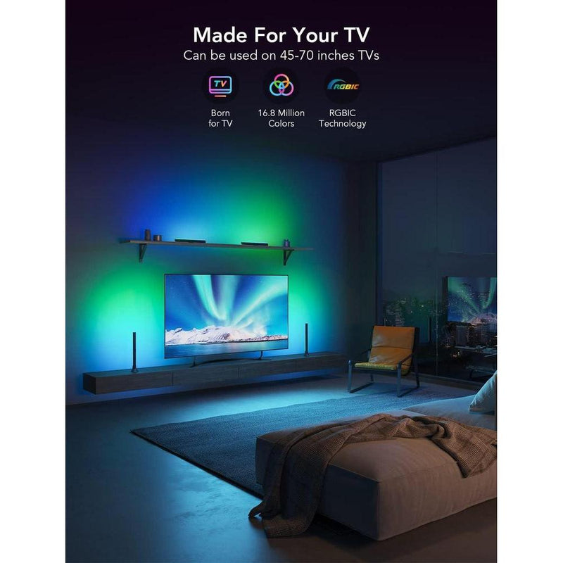 Barras de luz RGBIC con retroiluminación WiFi para TV de Govee, compatibles con Alexa y Google Assistant, múltiples opciones de colocación