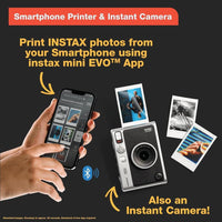 Cámara instantánea híbrida Fujifilm Instax Mini EVO color marrón, impresión de fotos Instax Mini de alta calidad