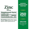 Nature's Bounty Zinc 50 mg, apoyo inmunológico y antioxidante, salud de la piel con 250 cápsulas