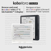 Kobo Libra Colour eReader con pantalla Kaleido™ 3, modo oscuro, resistencia al agua y soporte para audiolibros, color blanco