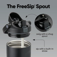 Owala FreeSip Sway de acero inoxidable, botella de agua aislante en color negro, ideal para deportes y actividades al aire libre