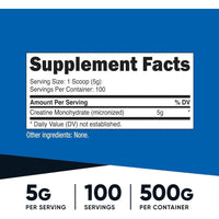 Monohidrato de creatina Nutricost, 100 porciones de monohidrato de creatina pura