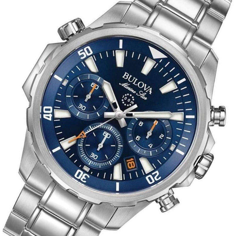 Reloj Cronógrafo de 6 Manecillas Marine Star para Hombre, Batería Incluida, Plata, Estilo Náutico, Cristal Mineral