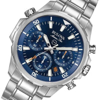 Reloj Cronógrafo de 6 Manecillas Marine Star para Hombre, Batería Incluida, Plata, Estilo Náutico, Cristal Mineral