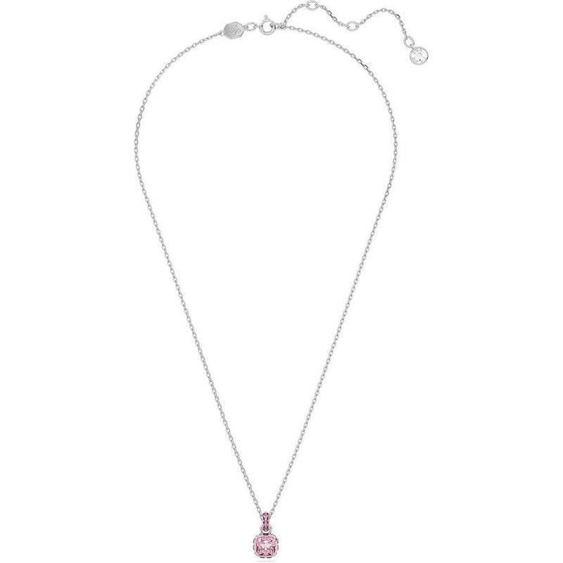 Collar colgante Swarovski con piedra rosa y cristales claros, cadena fina, ideal para un estilo sofisticado y elegante