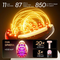 Dispositivo facial microcorriente 8 en 1 INIA SPHERA con luz roja, tratamiento térmico y modos personalizados para cuidado en casa